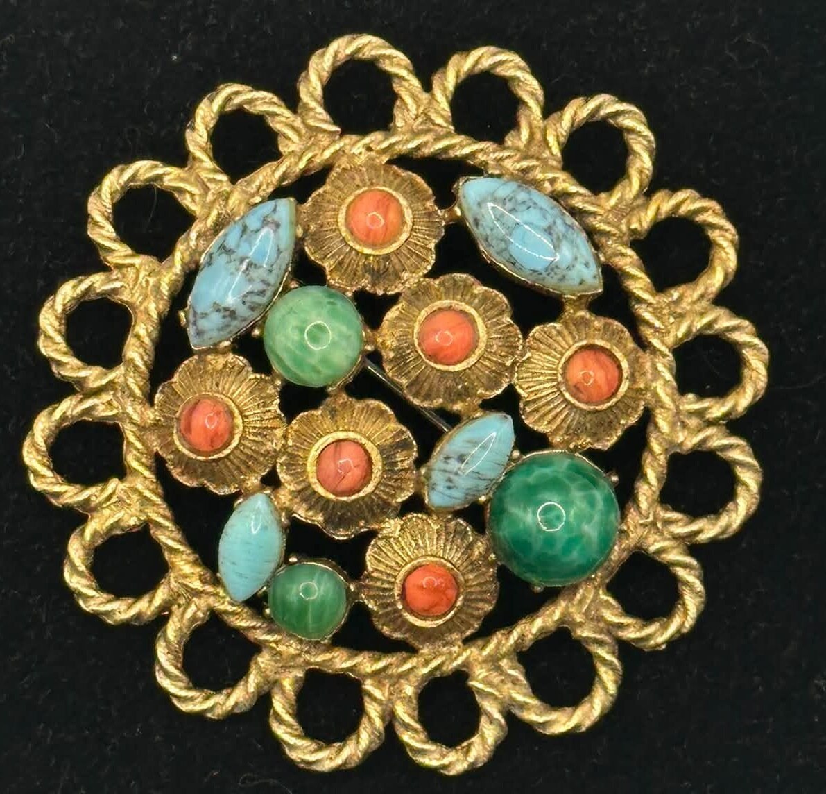 Front view of Cabochons Striped Brooch