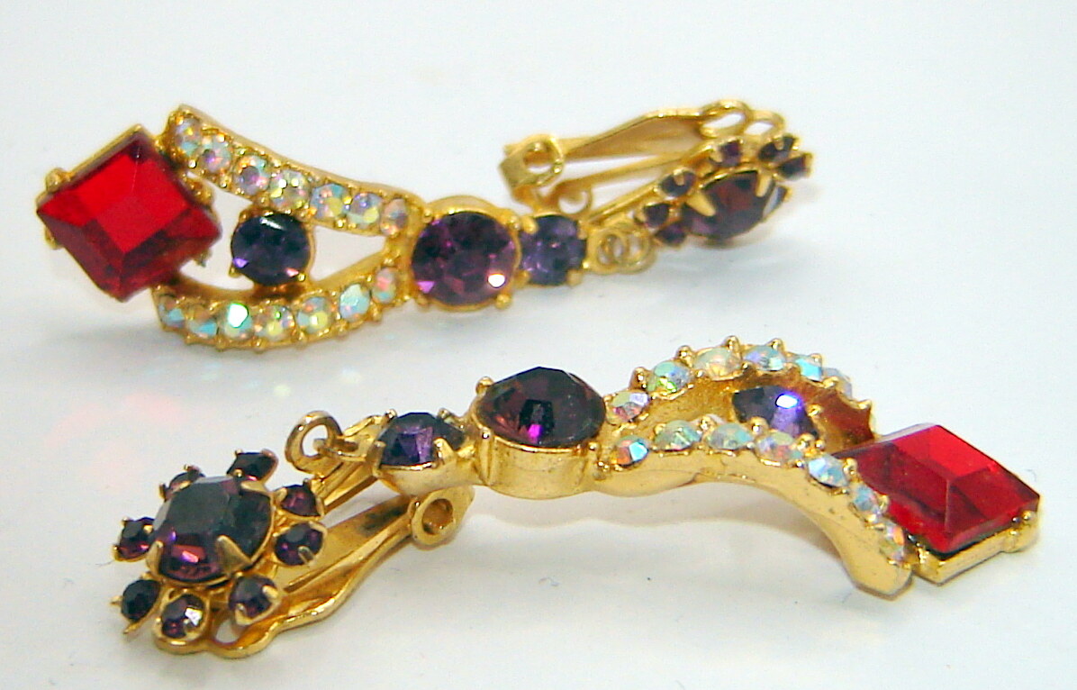 Front view of Multiple Colors Square Earrings Clip