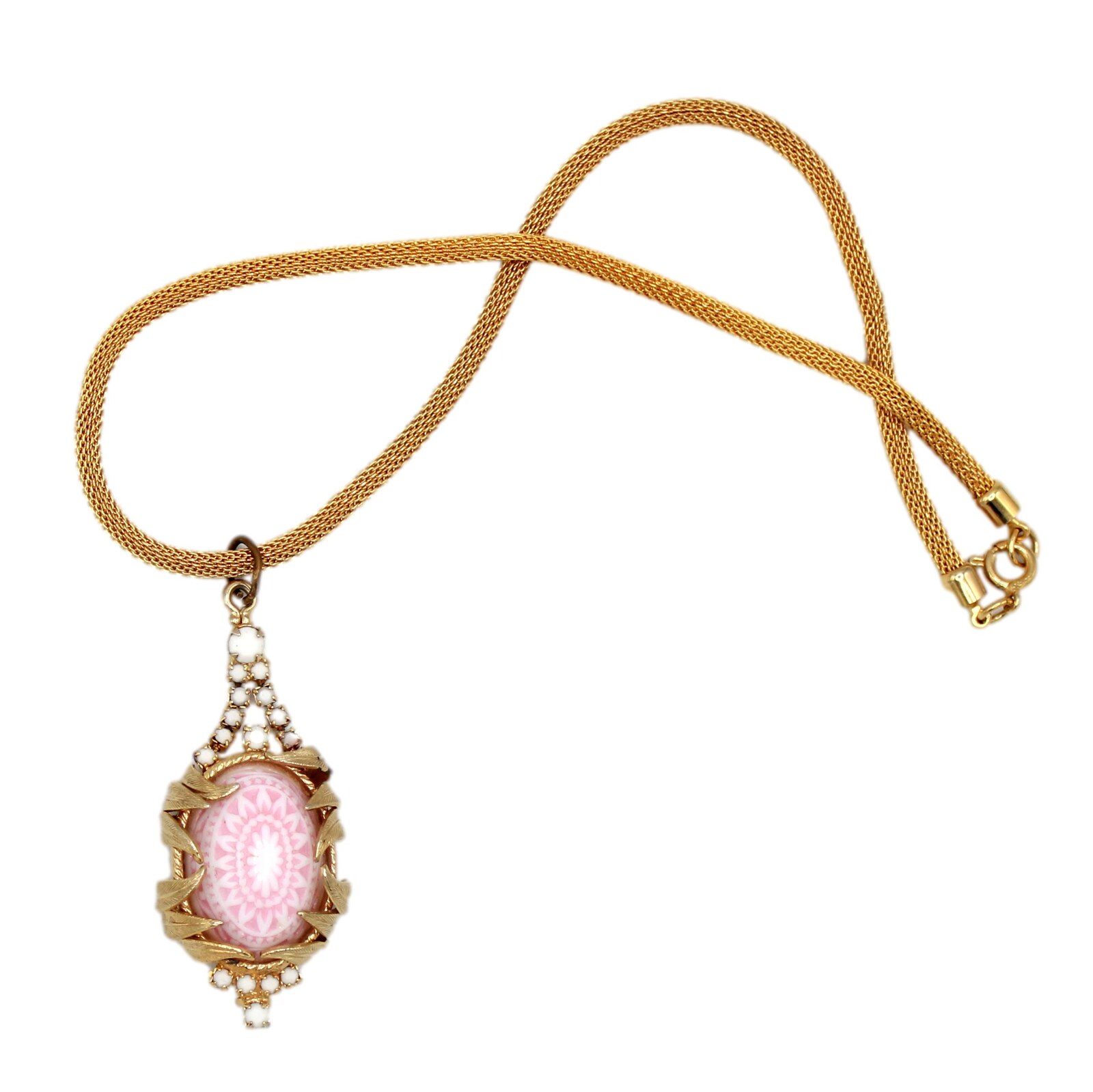 Front view of Pink Cabochons Molded/Cut Pendant