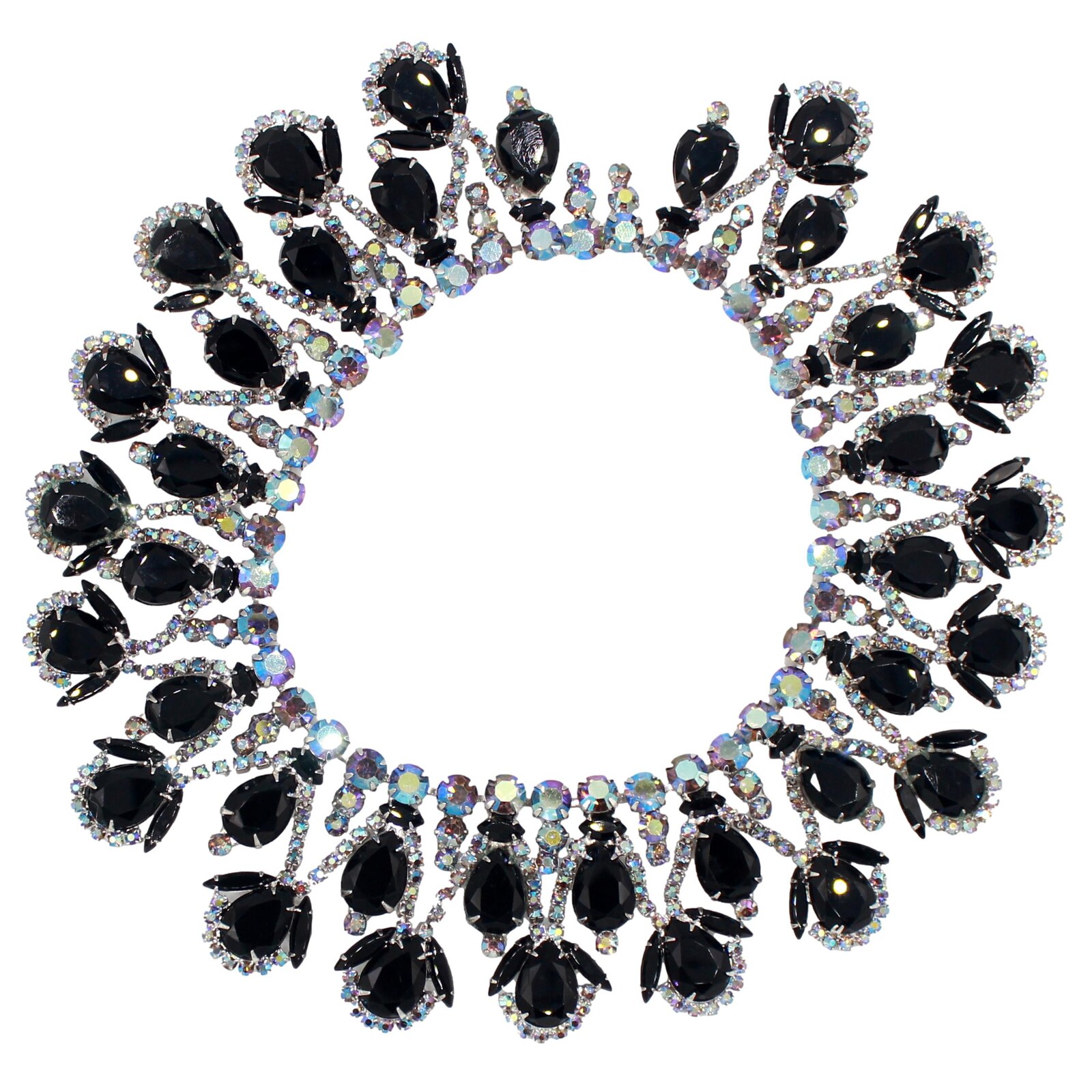 Front view of Black (jet) Pear Necklace
