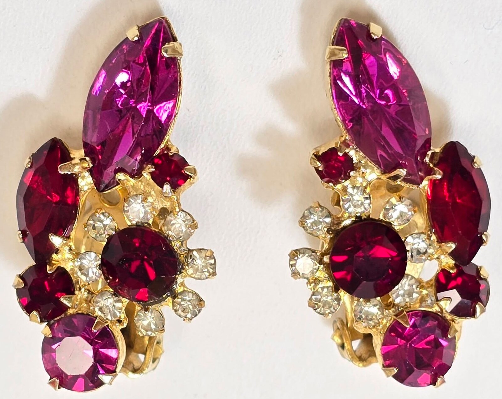 Front view of Multiple Colors Navettes Earrings Clip