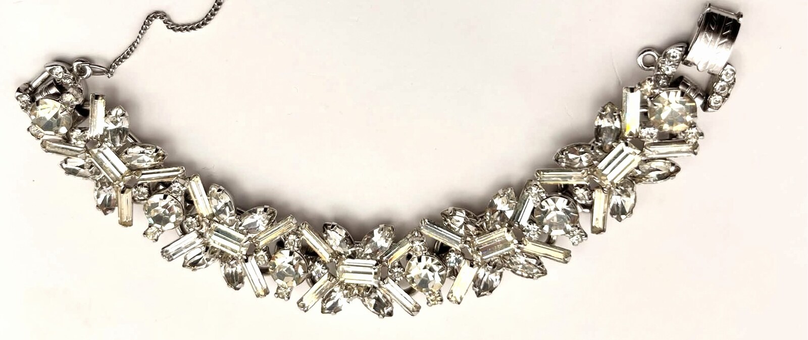 Front view of Clear Baguettes Bracelet 5 Link