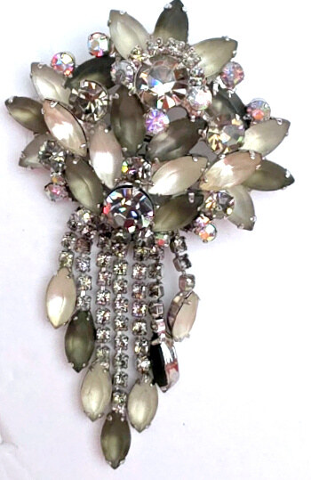 Front view of Multiple Colors Navettes Frosted Brooch