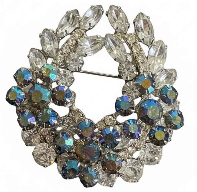 Front view of Clear Navettes Brooch