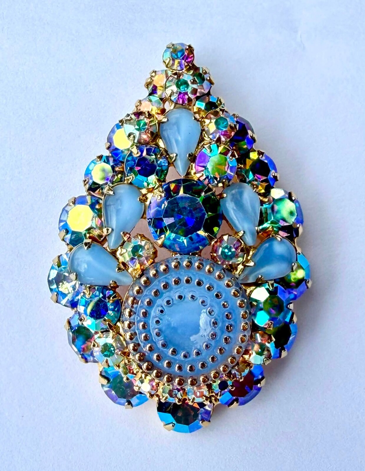 Front view of Blue Cabochons Molded/Cut Pin Pendant