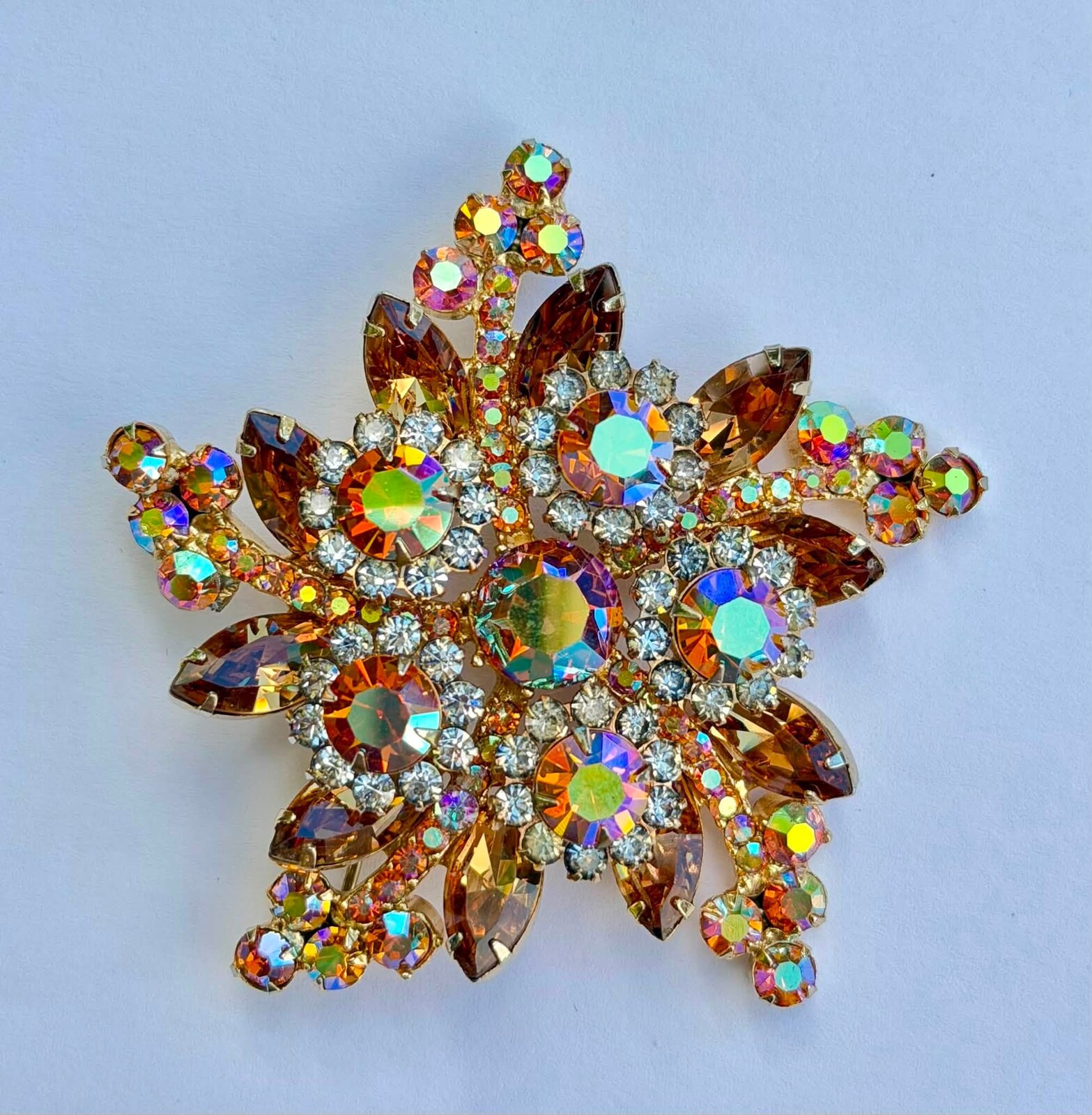 Front view of Topaz Navettes Brooch