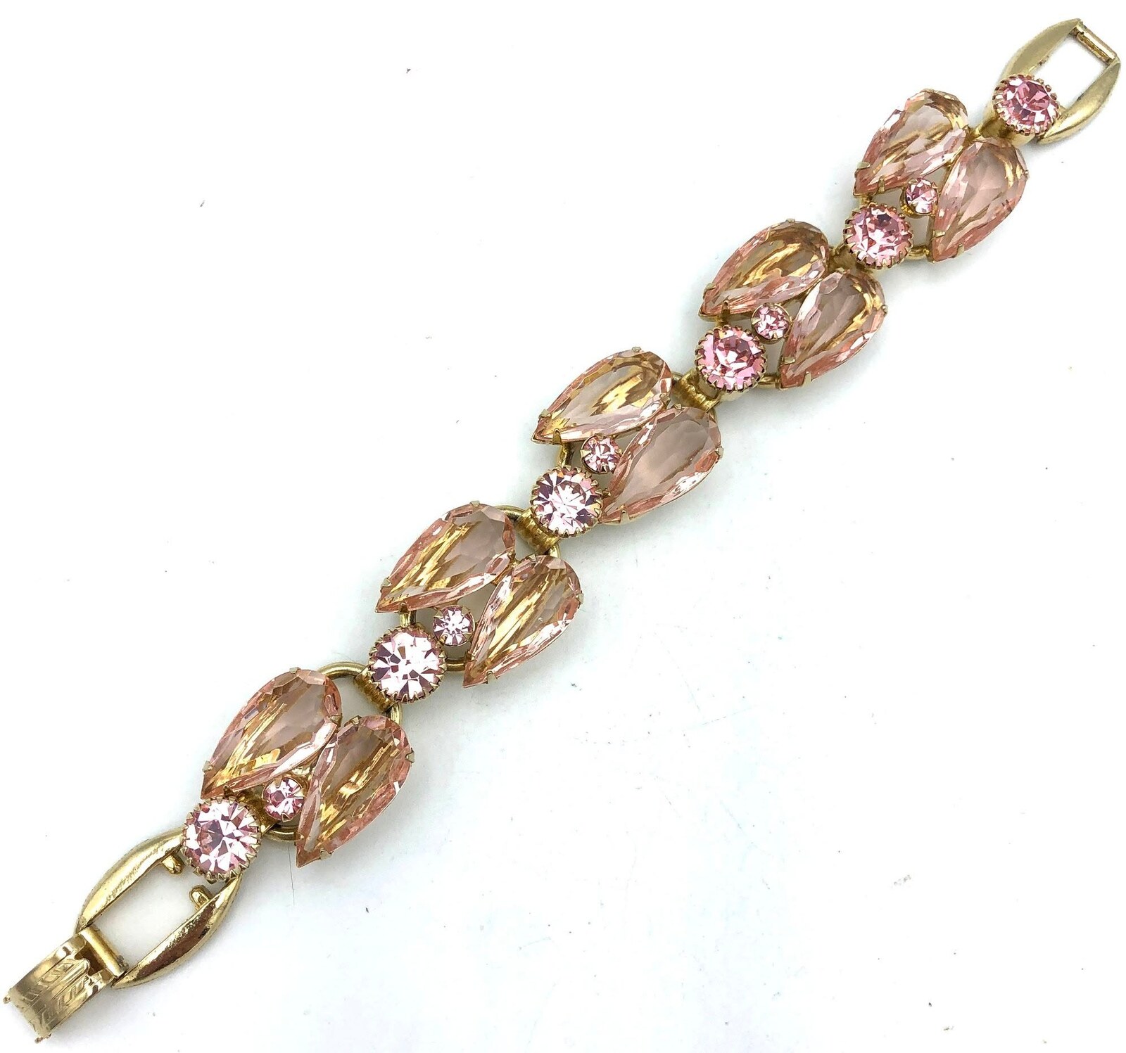 Front view of Pink Pear Bracelet 5 Link