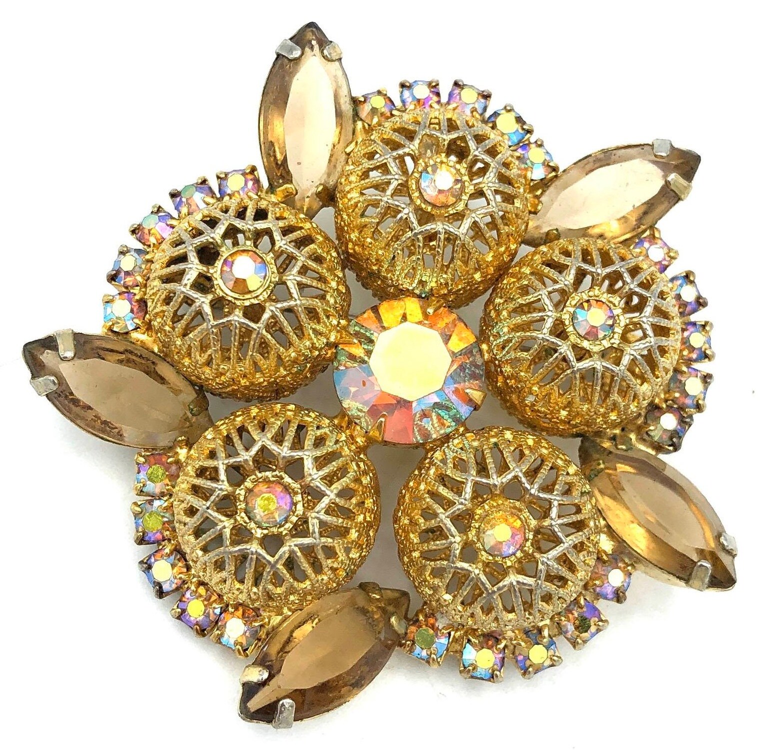 Front view of Topaz Navettes Brooch