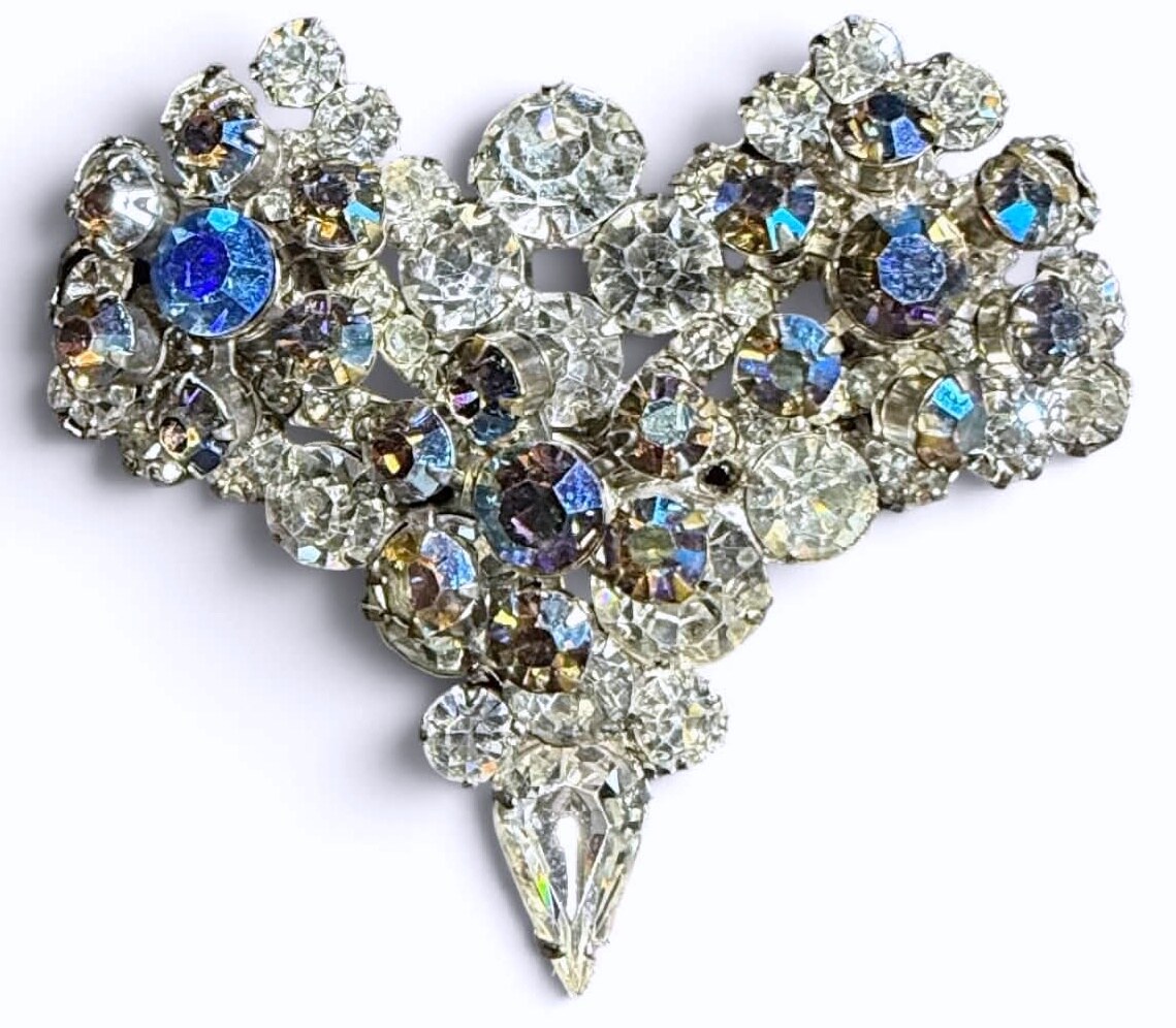 Front view of Clear Pear Brooch