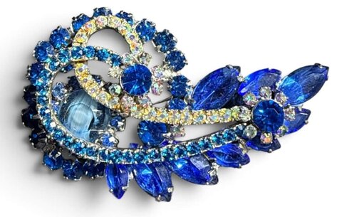 Blue Navettes Givre Brooch