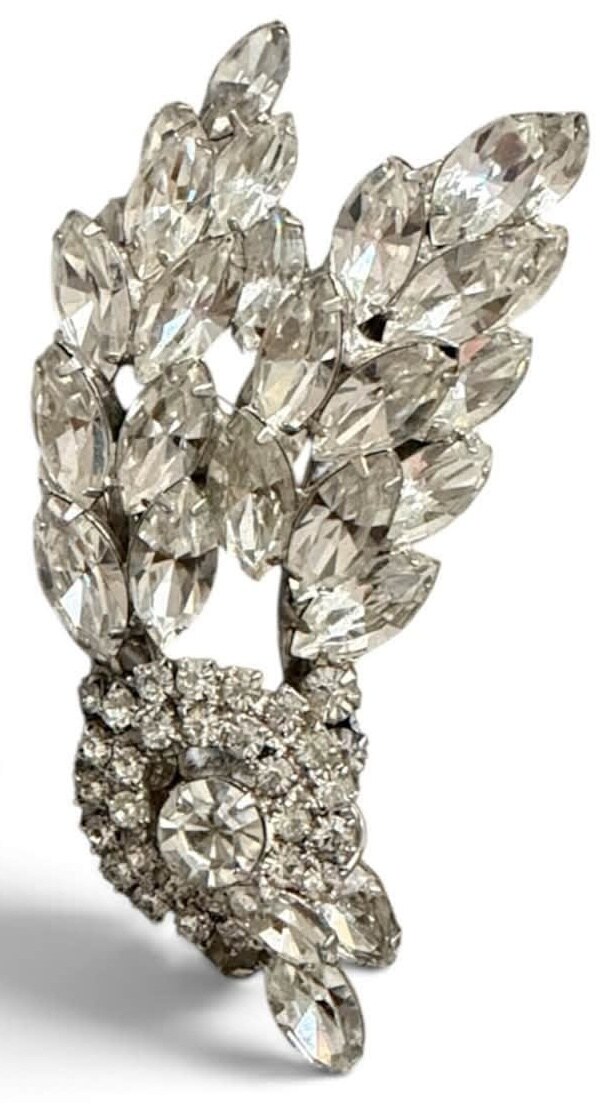 Front view of Clear Navettes Brooch