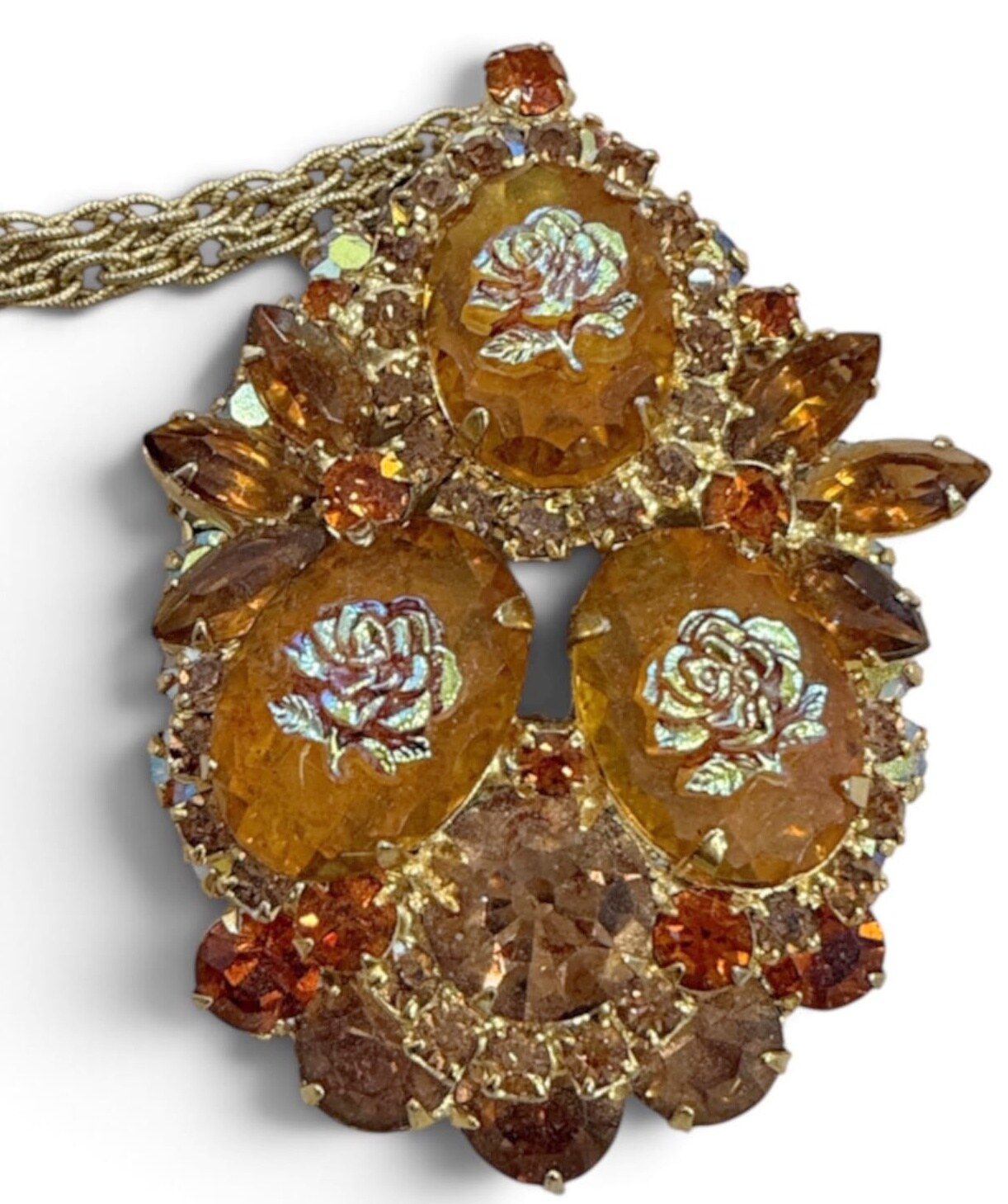Front view of Topaz Oval Molded/Cut Pin Pendant