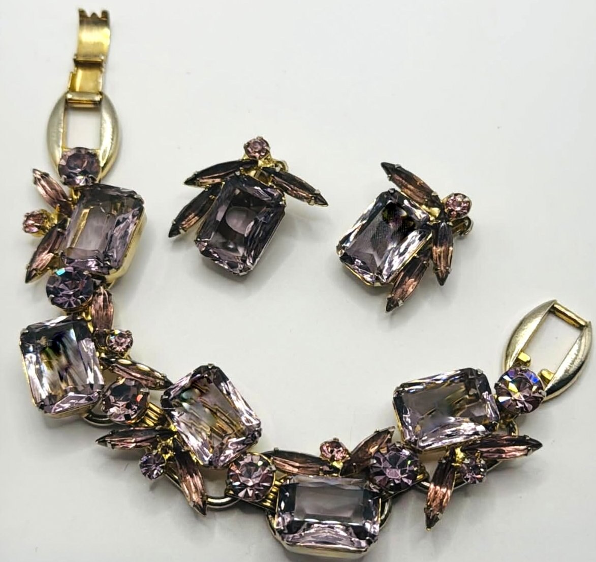 Front view of Purple (cardinal) Emerald Cut Earrings Clip