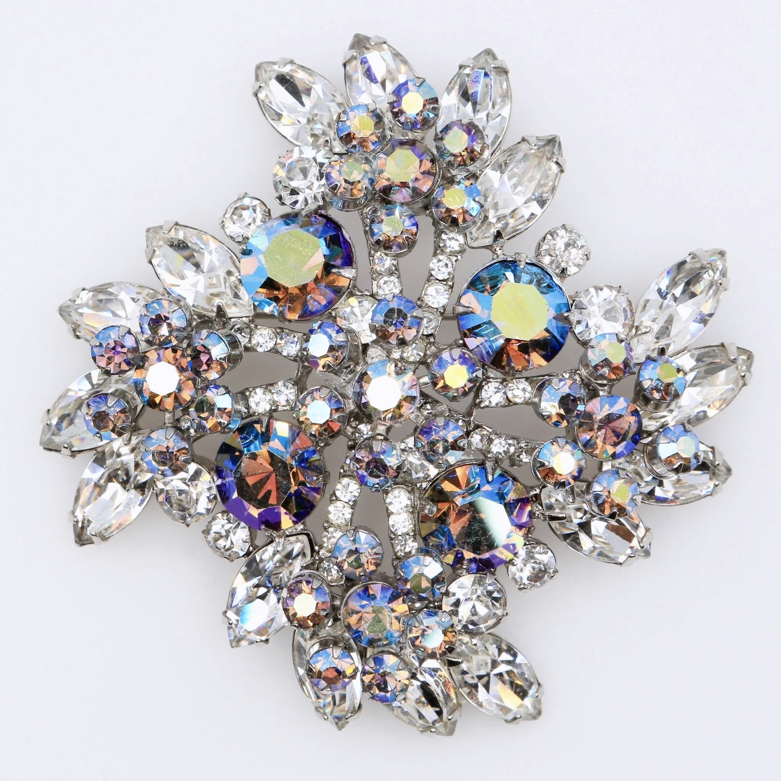 Front view of Clear Navettes Brooch