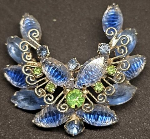 Blue Navettes Givre Brooch