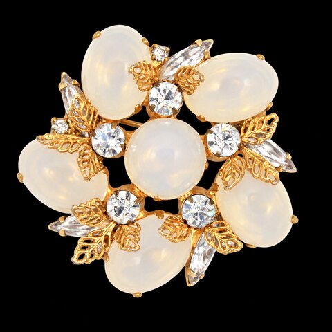White (chalk Or Milk) Cabochons Plastic Brooch
