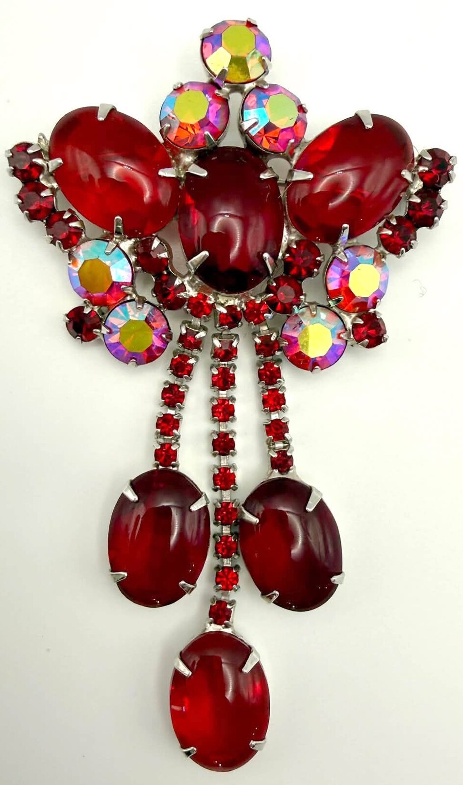 Front view of Red Cabochons Brooch