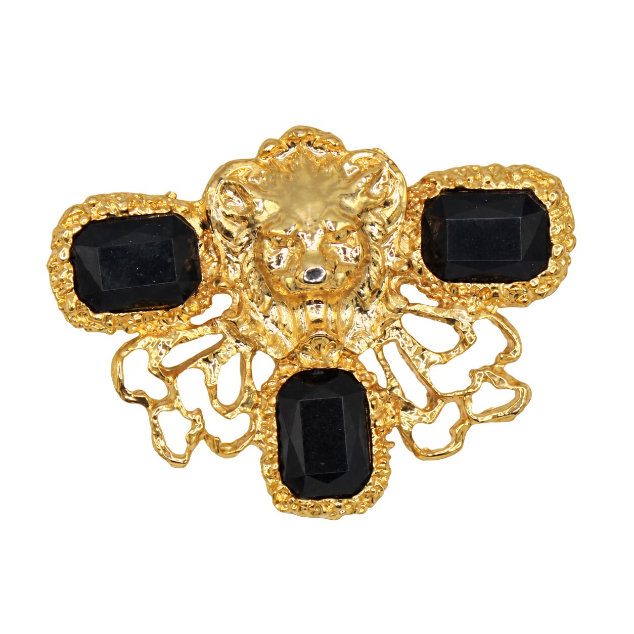 Front view of Black (jet) Emerald Cut Brooch