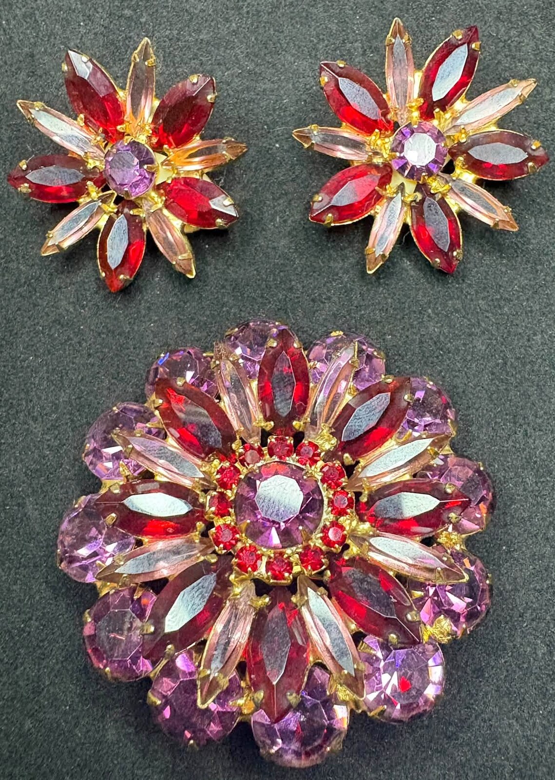 Front view of Multiple Colors Navettes Brooch
