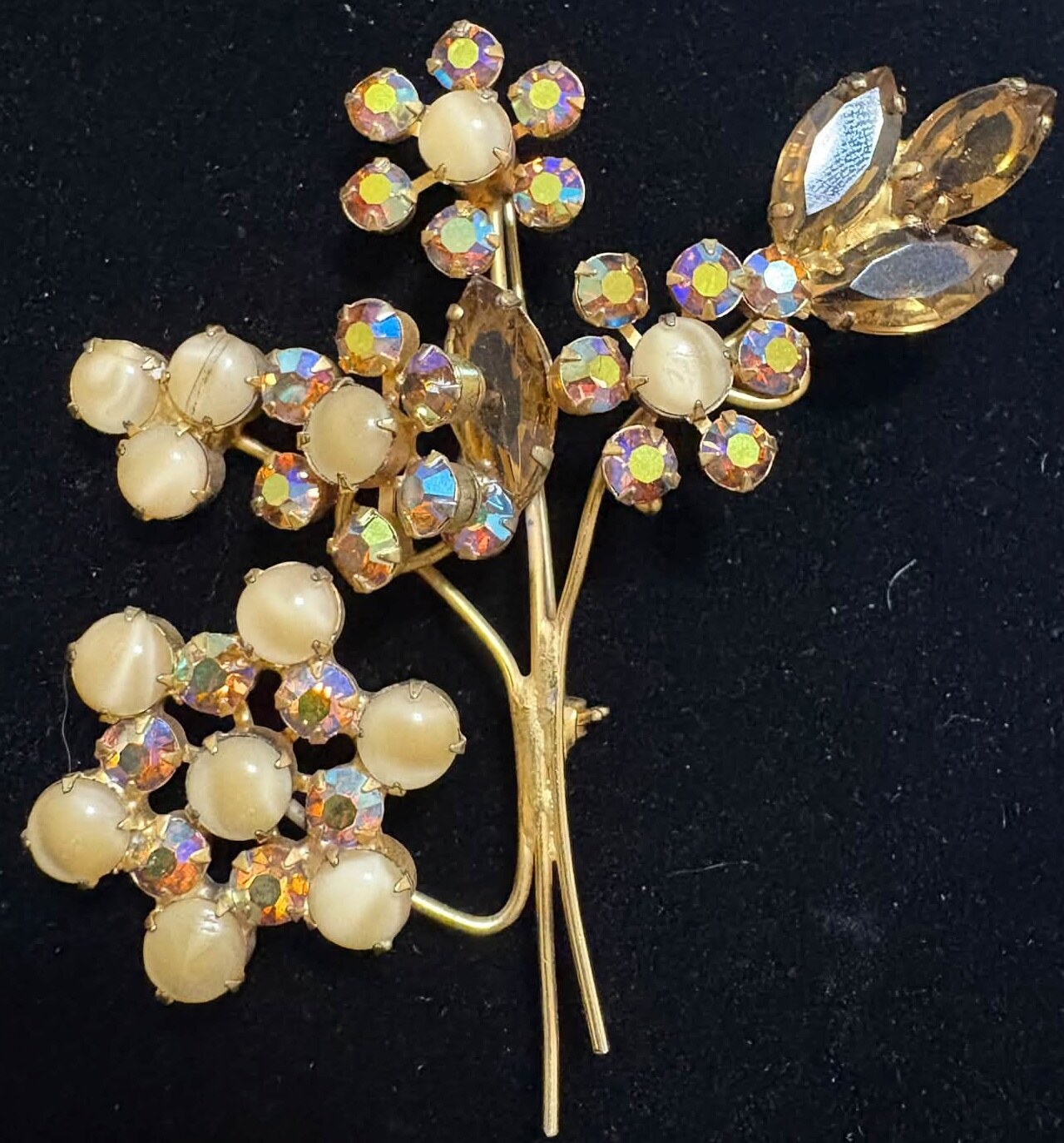 Front view of Topaz Navettes Brooch