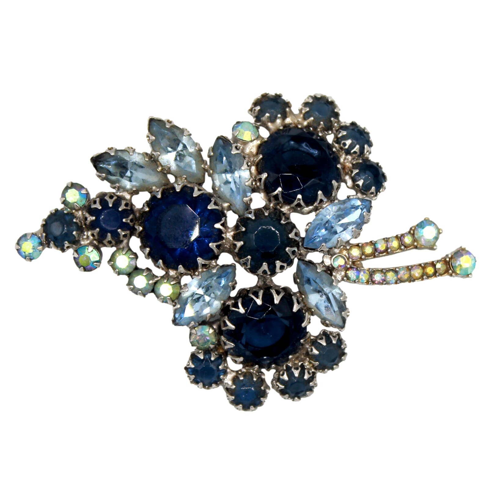 Front view of Blue Navettes Brooch