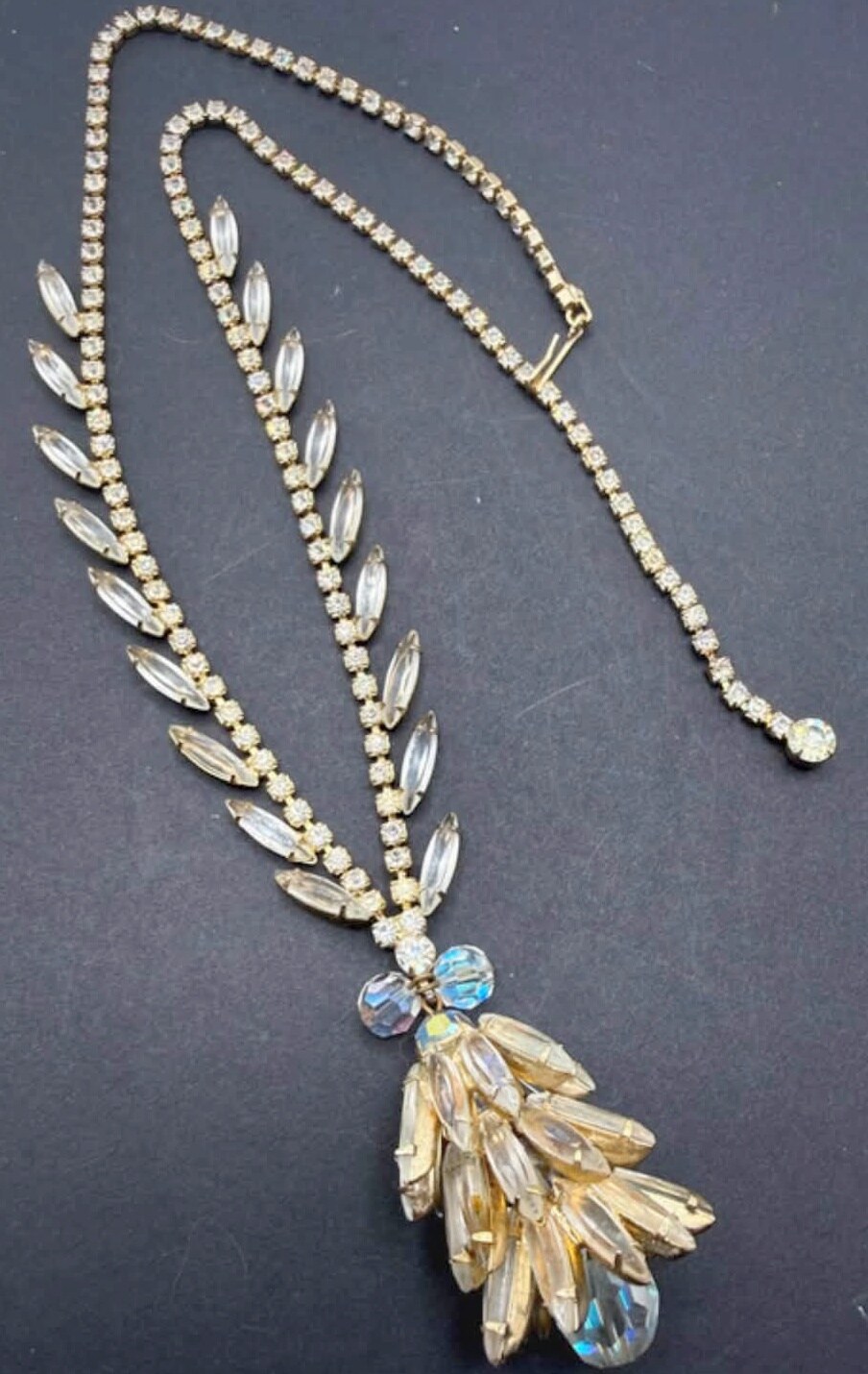 Front view of Clear Navettes Necklace