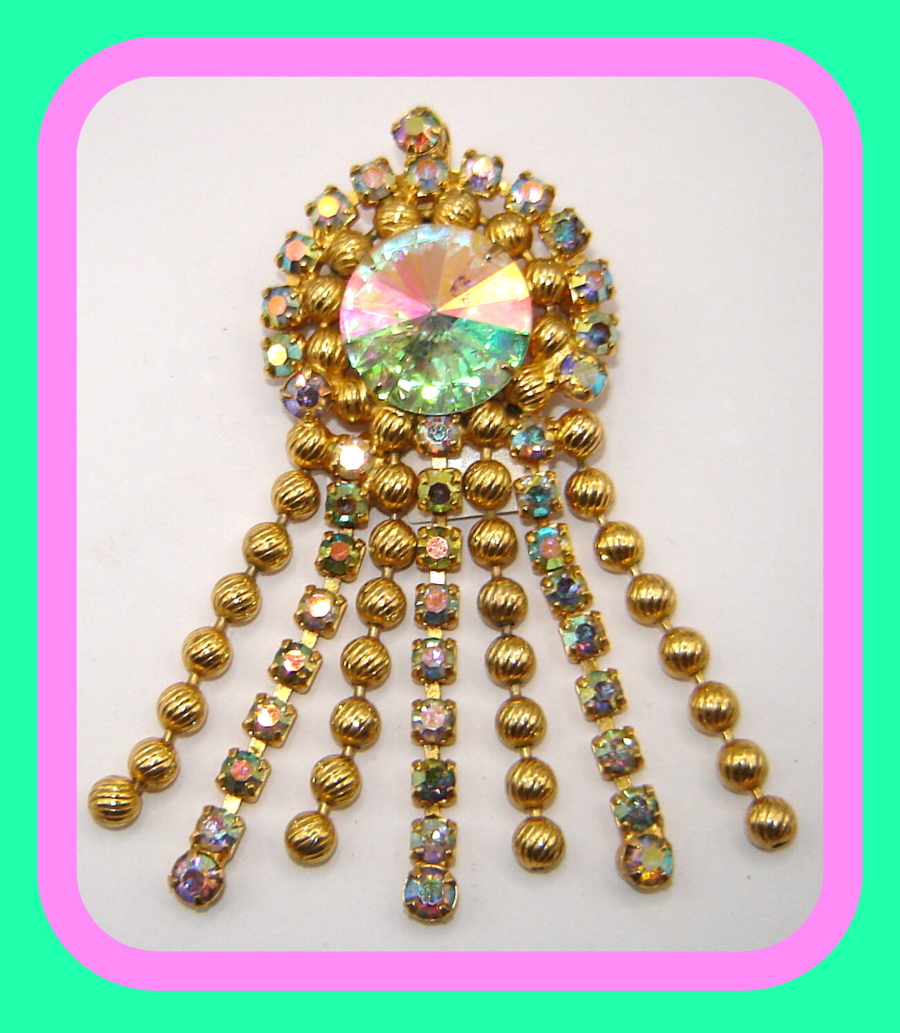 Front view of AB Chatons Only Rivoli/Margarita Pin Pendant