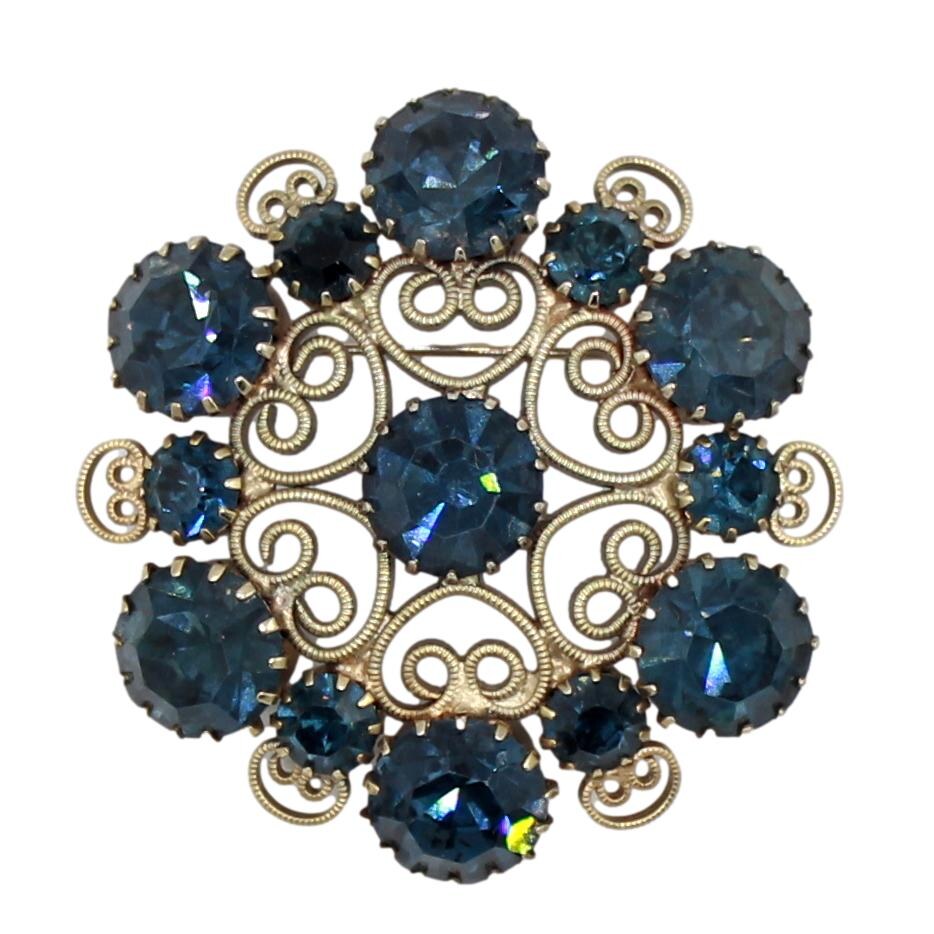 Front view of Blue Chatons Only Brooch