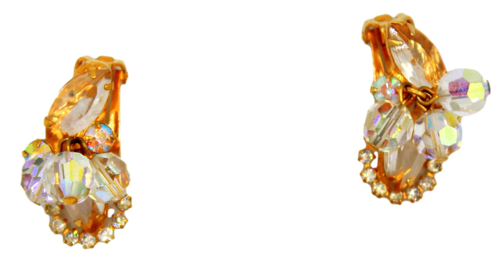 Front view of Clear Navettes Earrings Clip