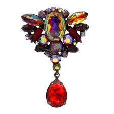 Front view of Multiple Colors Oval Multi-Color/Shaded Brooch