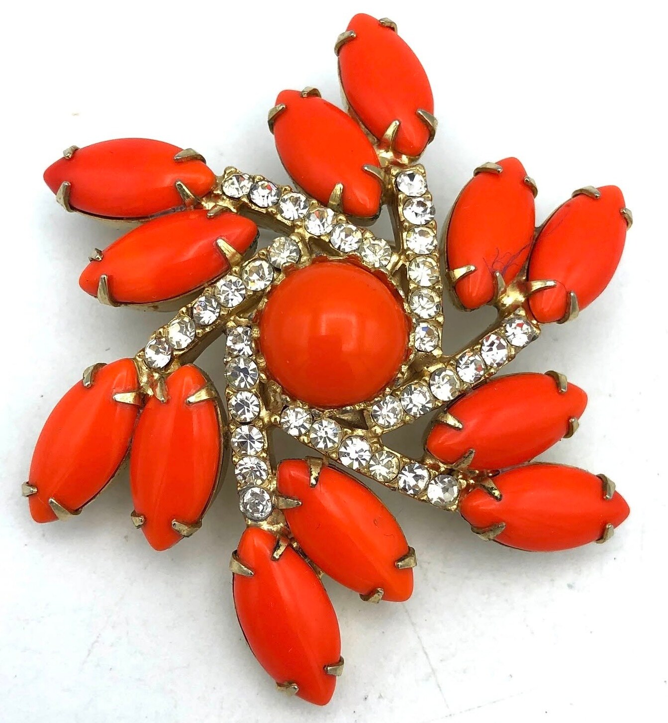 Front view of Orange Cabochons Brooch