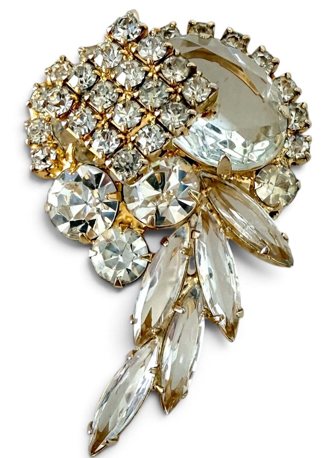 Front view of Clear Oval Brooch