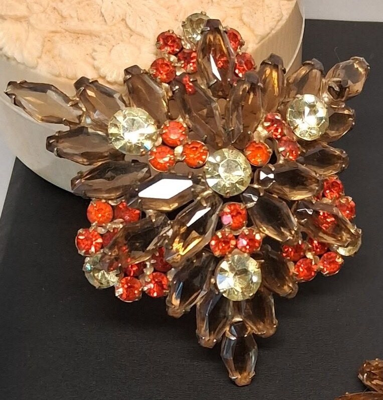 Front view of Topaz Hexagon Brooch