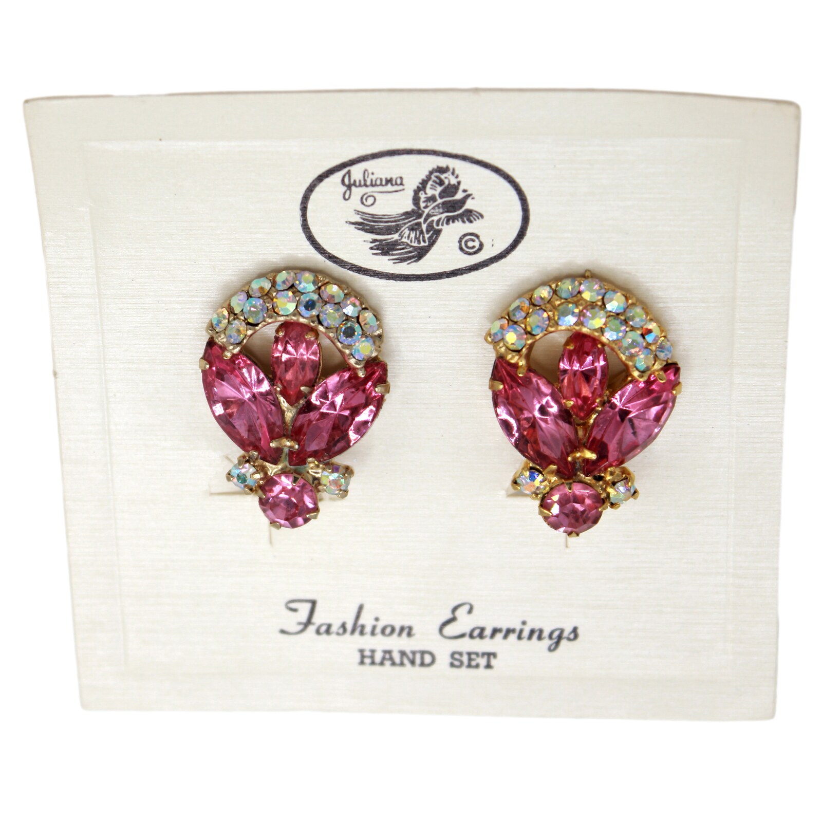 Front view of Pink Navettes Earrings Clip
