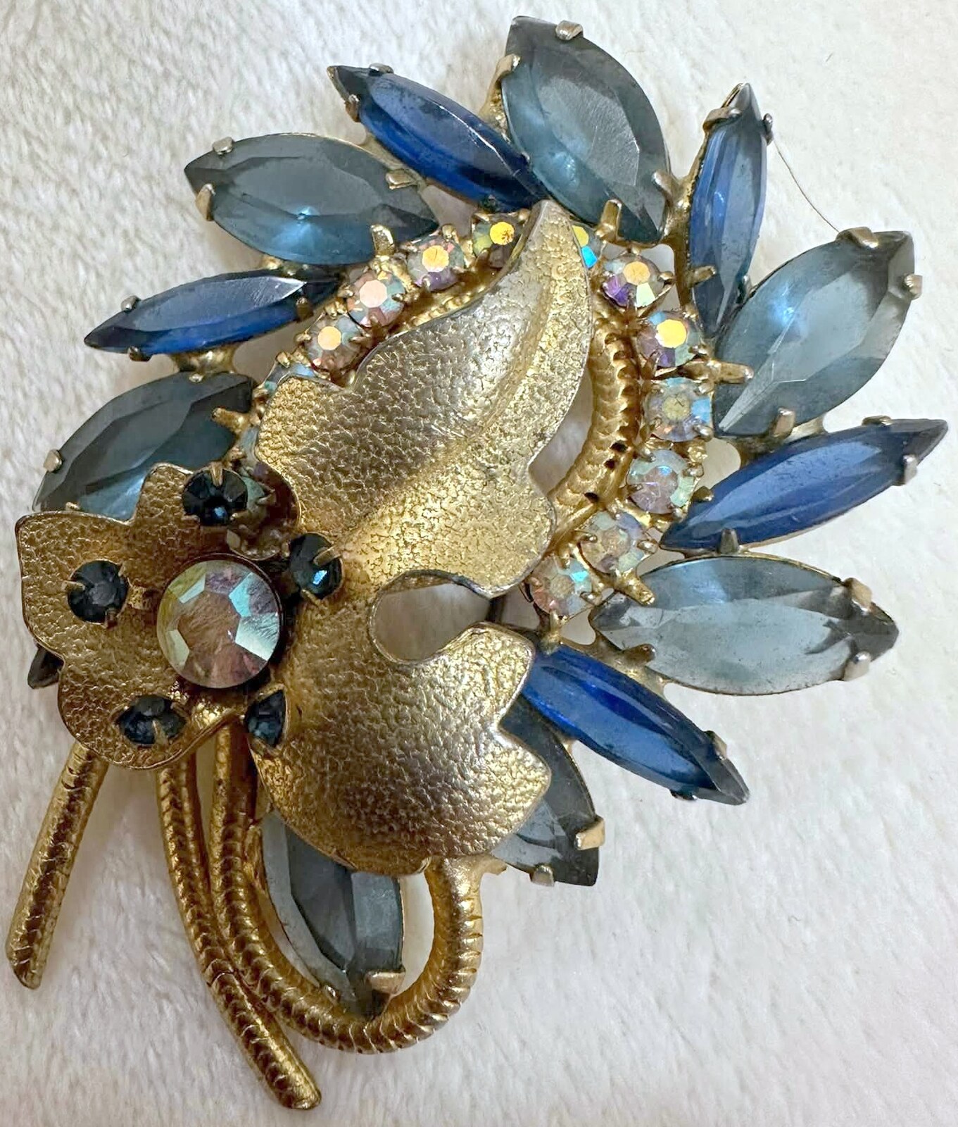 Front view of Blue Navettes Brooch