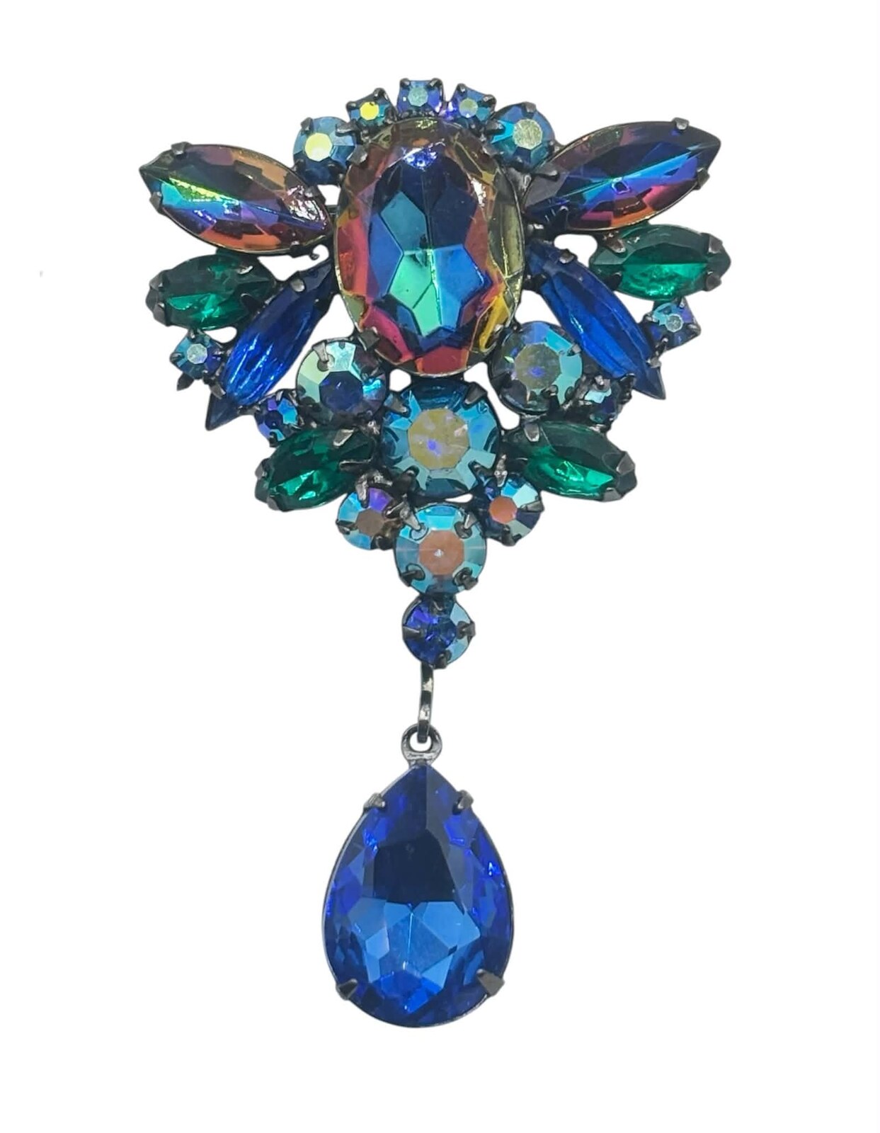 Front view of Multiple Colors Pear Multi-Color/Shaded Brooch