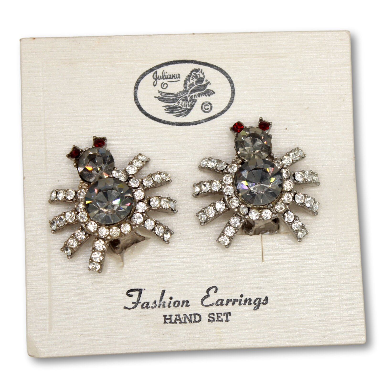 Front view of Gray (black Diamond) Chatons Only Earrings Clip
