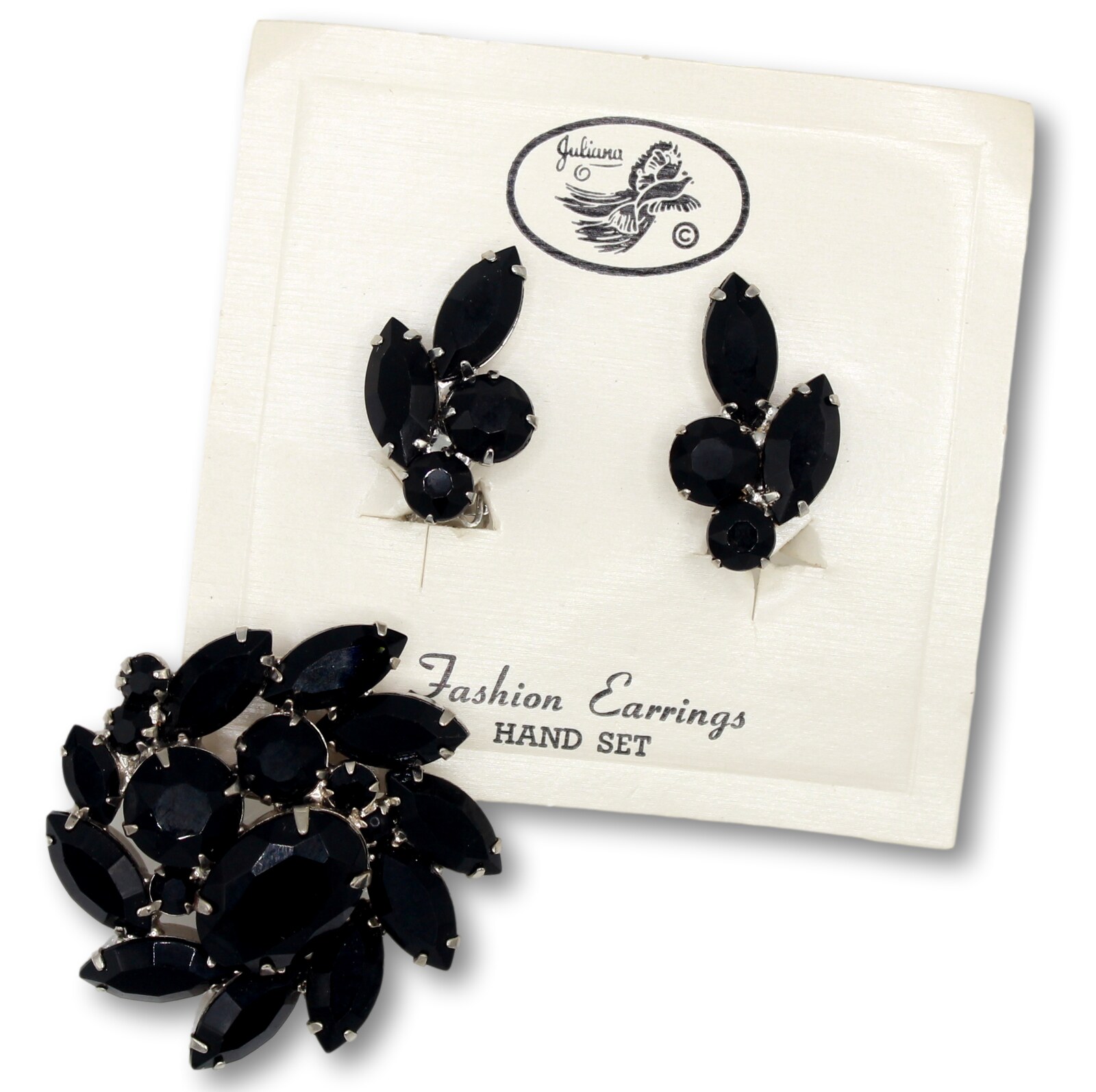 Front view of Black (jet) Oval Brooch