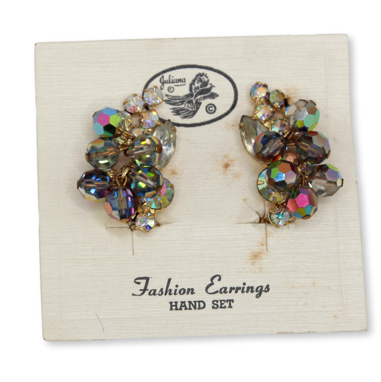 Front view of Gray (black Diamond) Navettes Earrings Clip